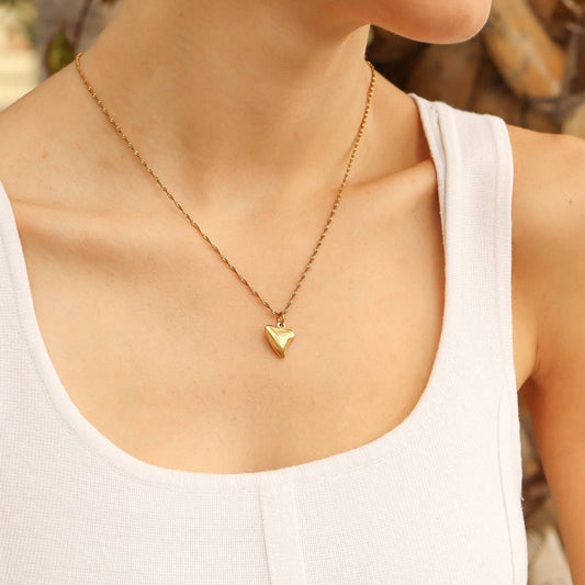 18K Gold PVD shark tooth necklace