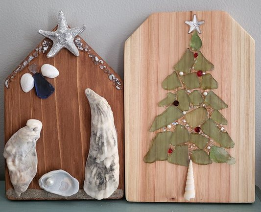 Christmas cedar plaques