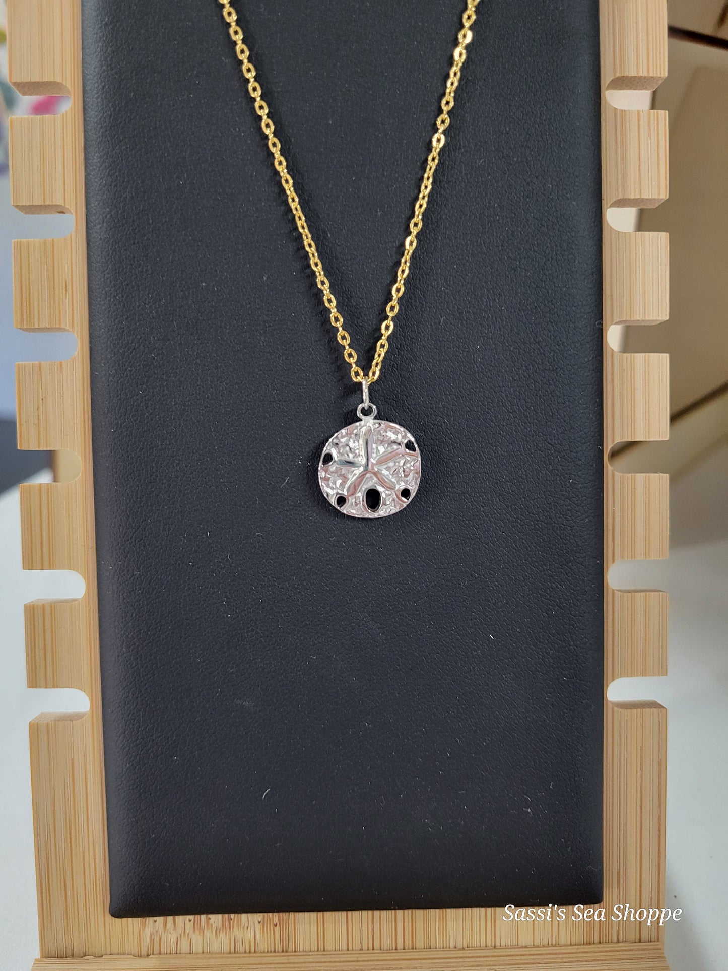 18k/SSS combo necklace w/ charm