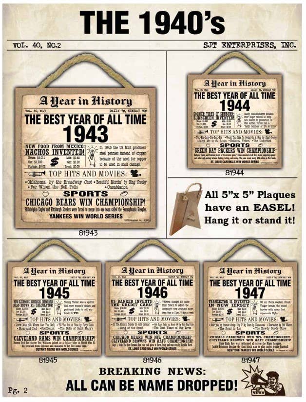 1965 A Year in History Plaques 5" x 5" wood plaque/sign