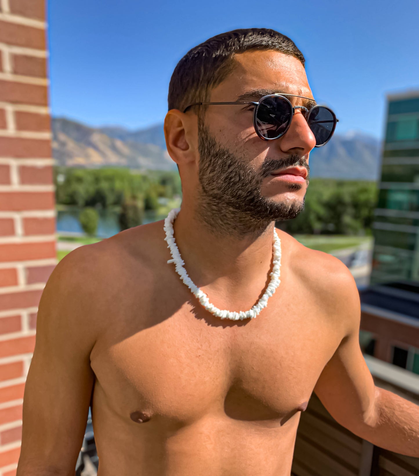 Puka Shell Necklace, Unisex White Square, Multiple Sizes