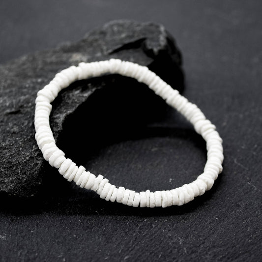 Stretch White Puka Shell Bracelet - PC