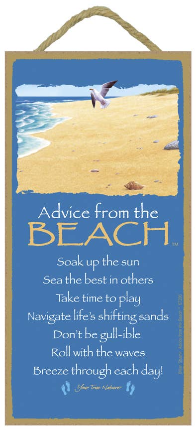 Beach / Advice from - 5" X 10" Wood Plaque, Sign - Licensed