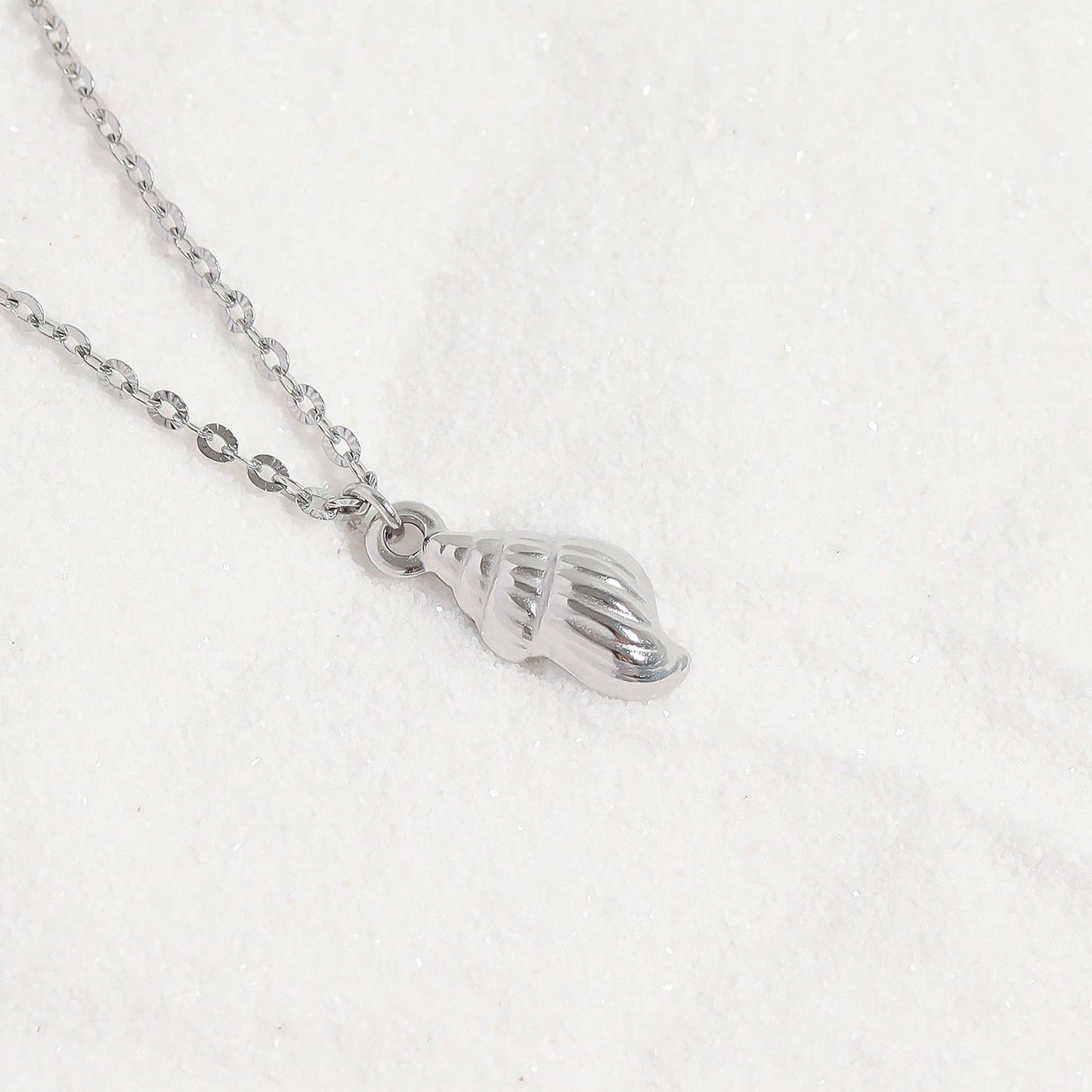 Stainless steel Whelk shell necklace