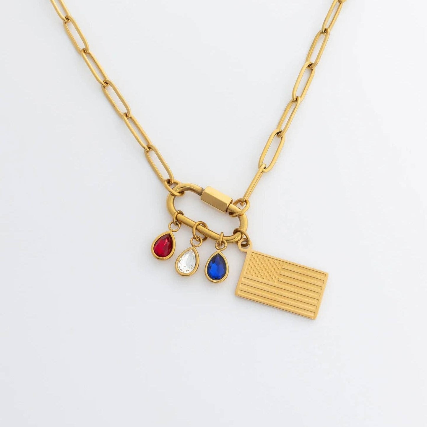 18K Gold PVD Stainless Steel Flag Charm