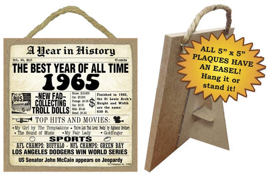 1965 A Year in History Plaques 5" x 5" wood plaque/sign