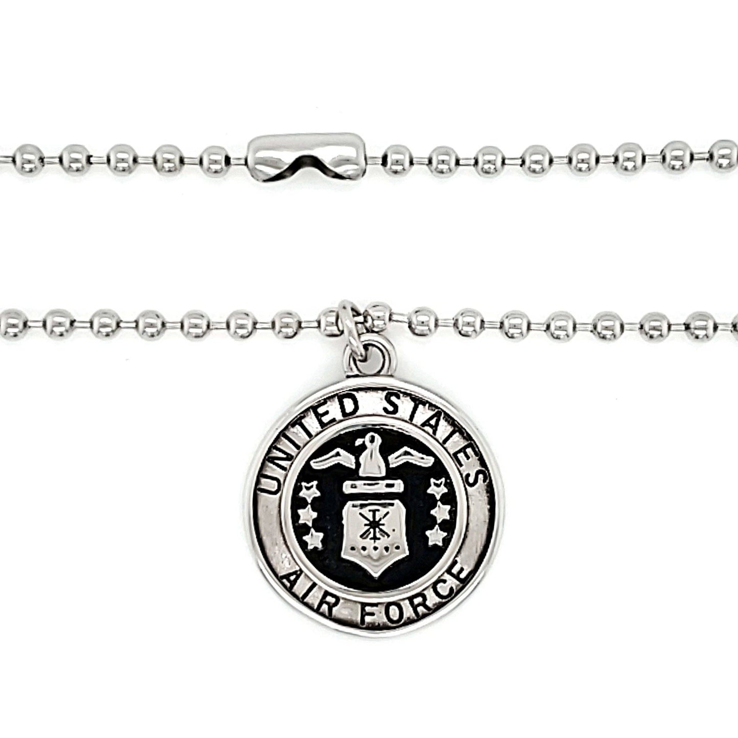United States Air Force Stainless Steel Polished Pendant on Ball Chain