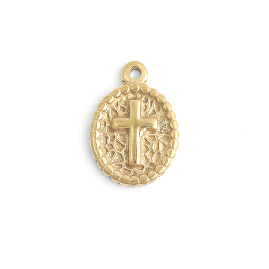 18K Gold PVD Cross medallion necklace