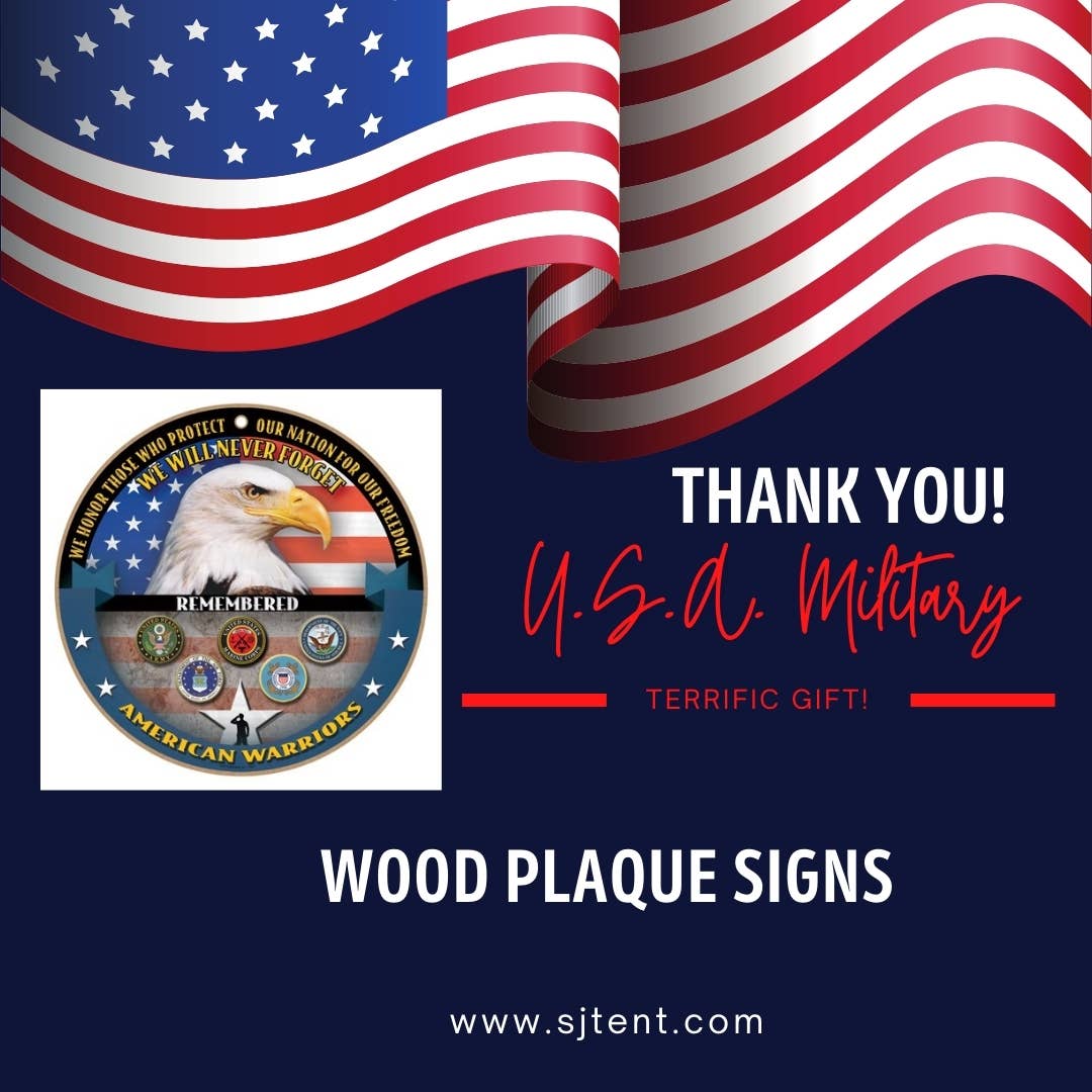 Military Air Force Logo on 10" round wood plaque, sign