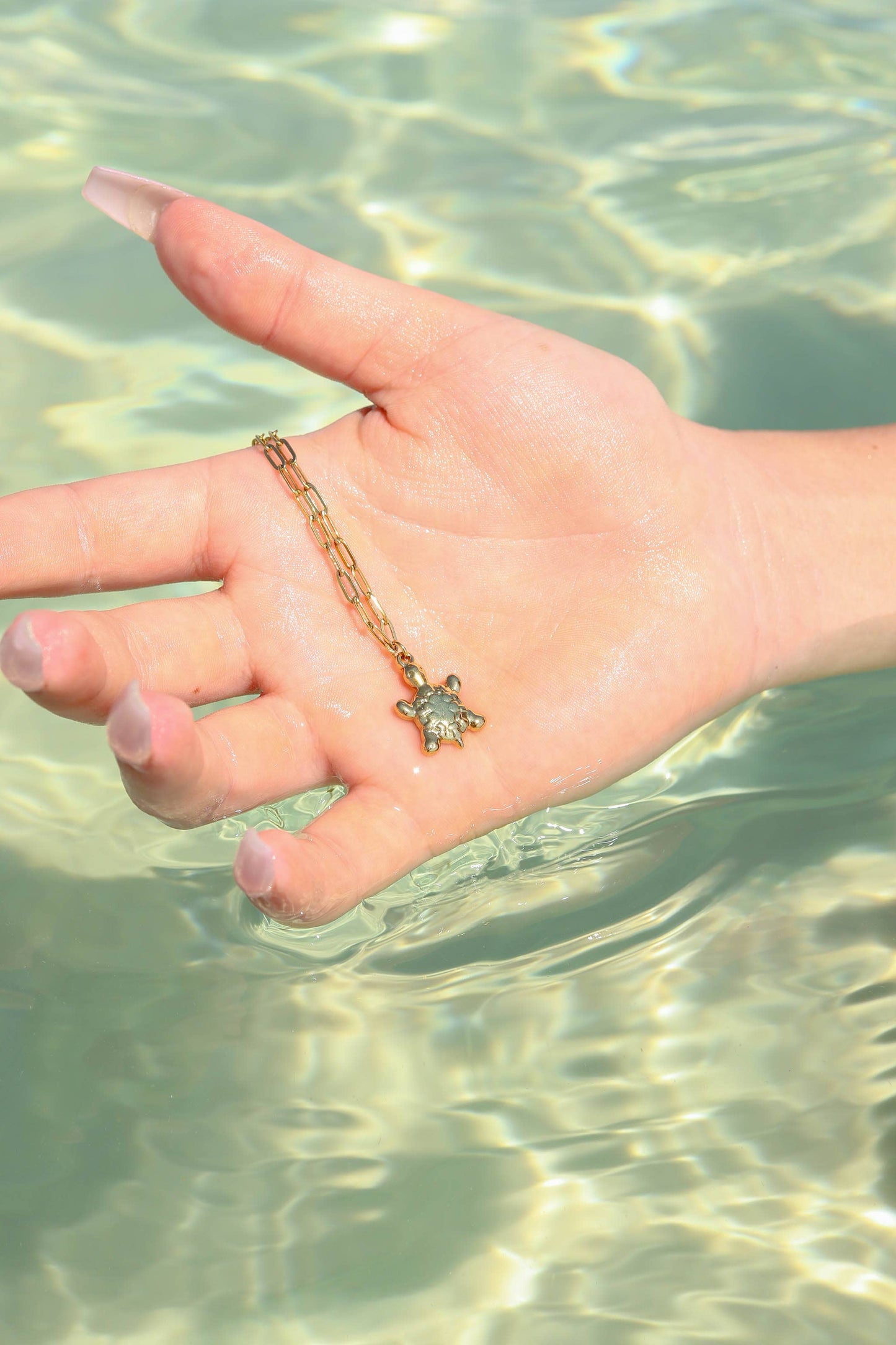 18K Gold PVD turtle necklace