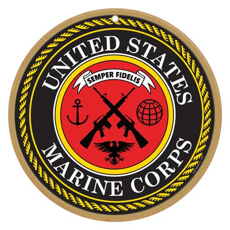 Military Marines Logo on 10" round wood plaque, sign
