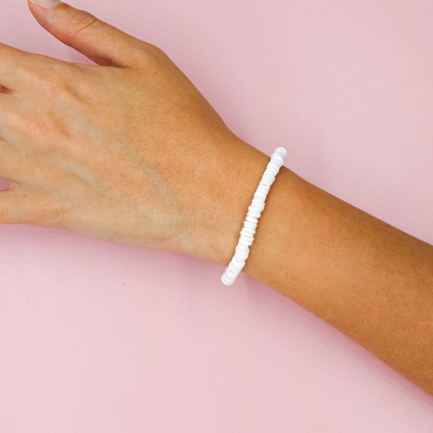 Stretch White Puka Shell Bracelet - PC