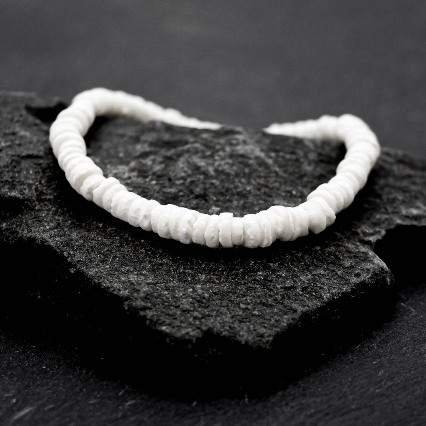 Stretch White Puka Shell Bracelet - PC