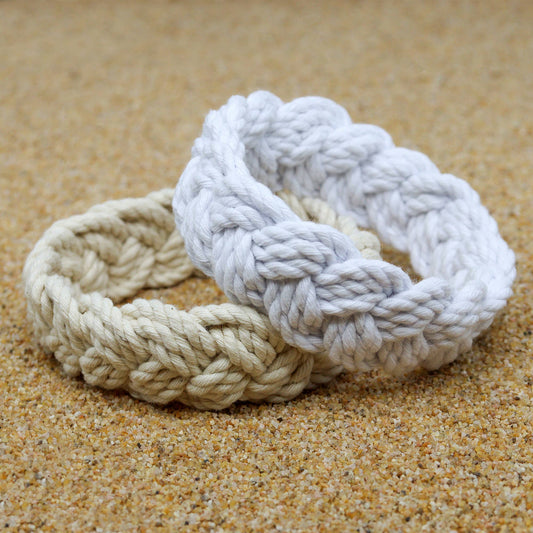 Handmade Sailor Knot bracelet- White Medium