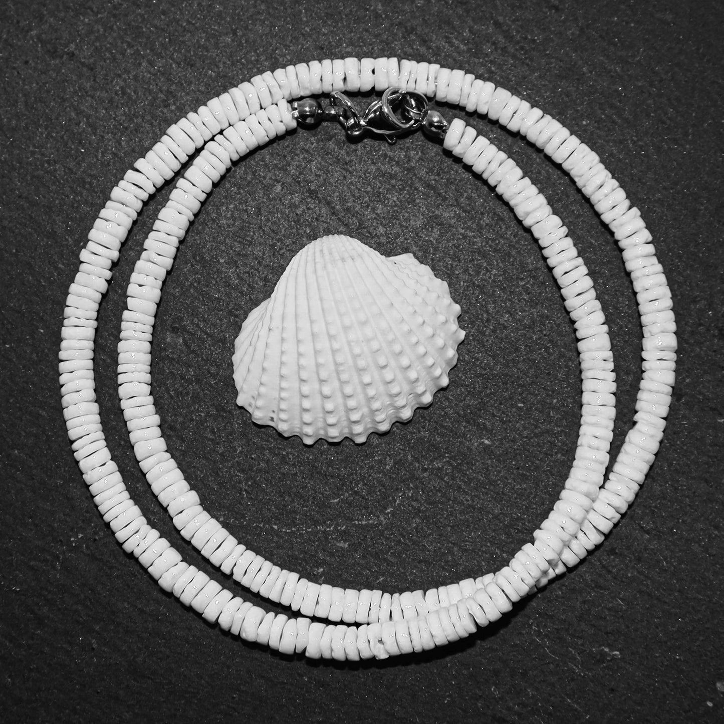 Round White Puka Shell Necklace - Sizes 12"-20"