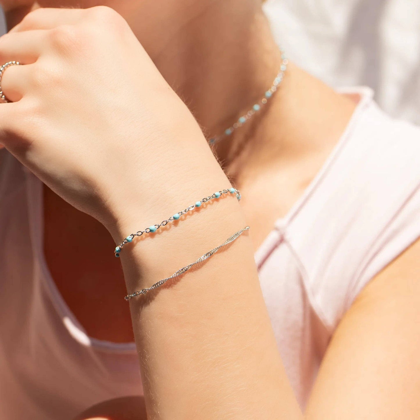 18K Gold PVD Stainless Steel Turquoise Confetti Bracelet