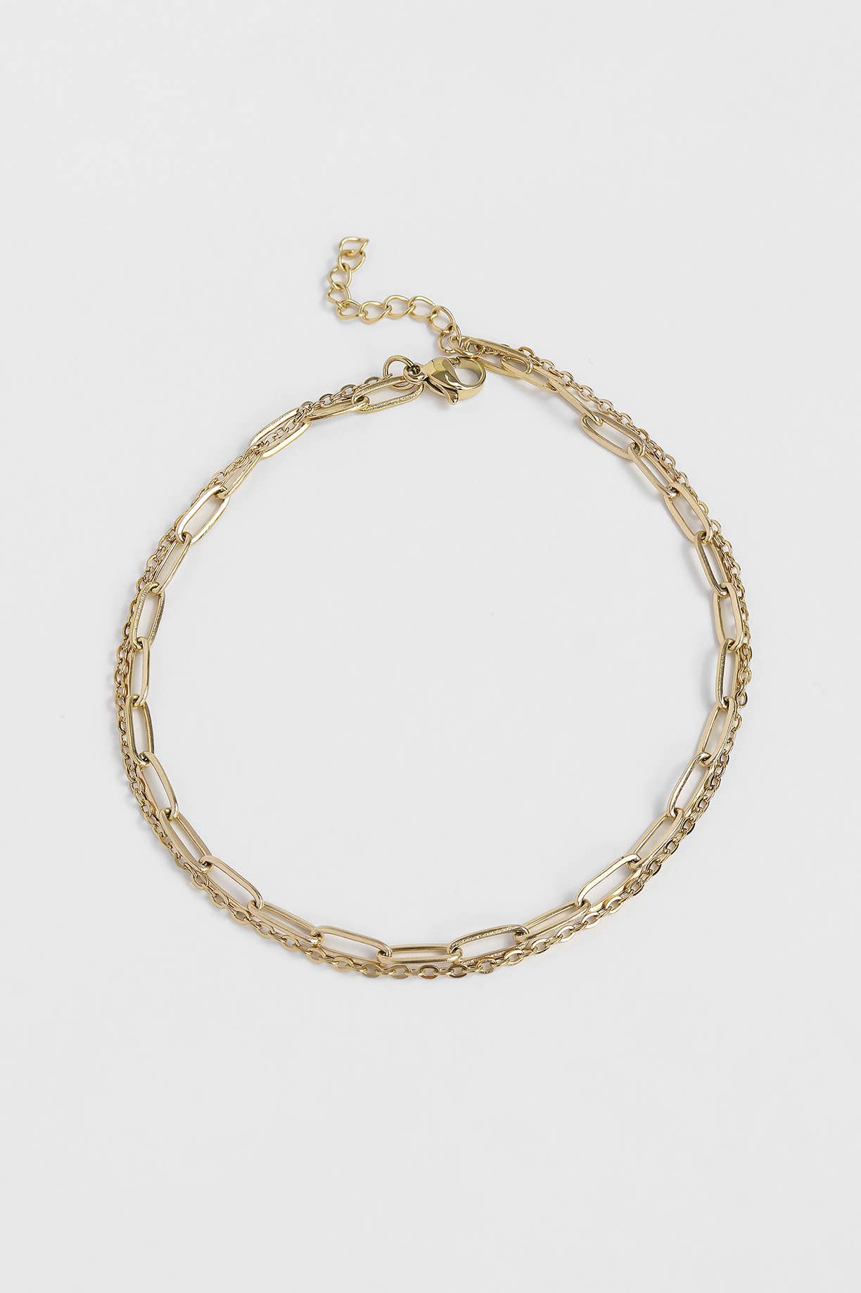 2 Row Stainless Steel Loop and Paperclip Chain Anklet