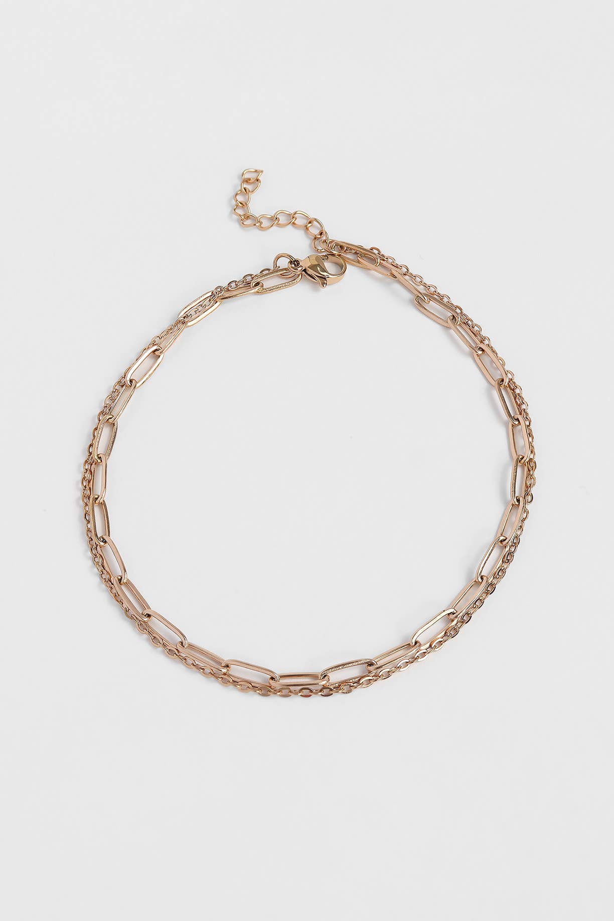2 Row Stainless Steel Loop and Paperclip Chain Anklet