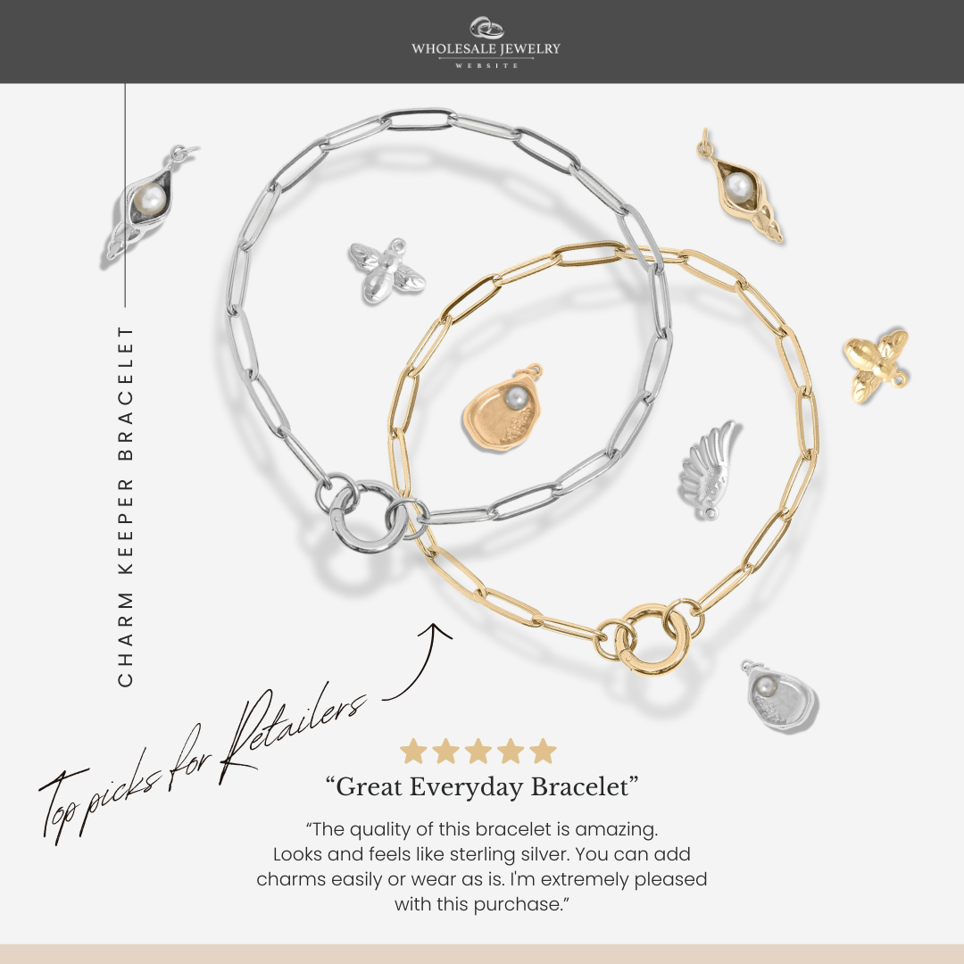 Paperclip charm keeper bracelet w/ charm