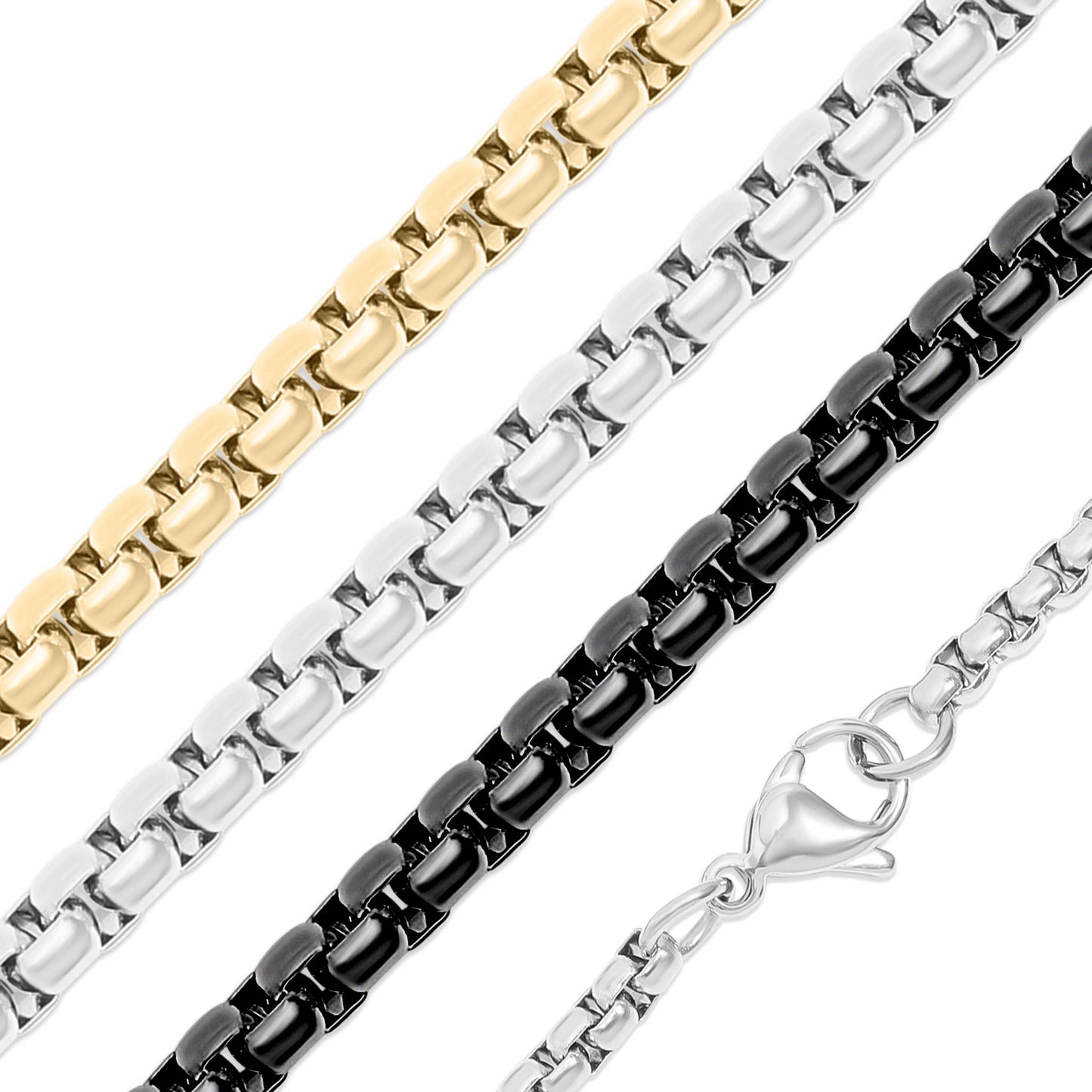 18K PVD Rounded box chain w/ charm
