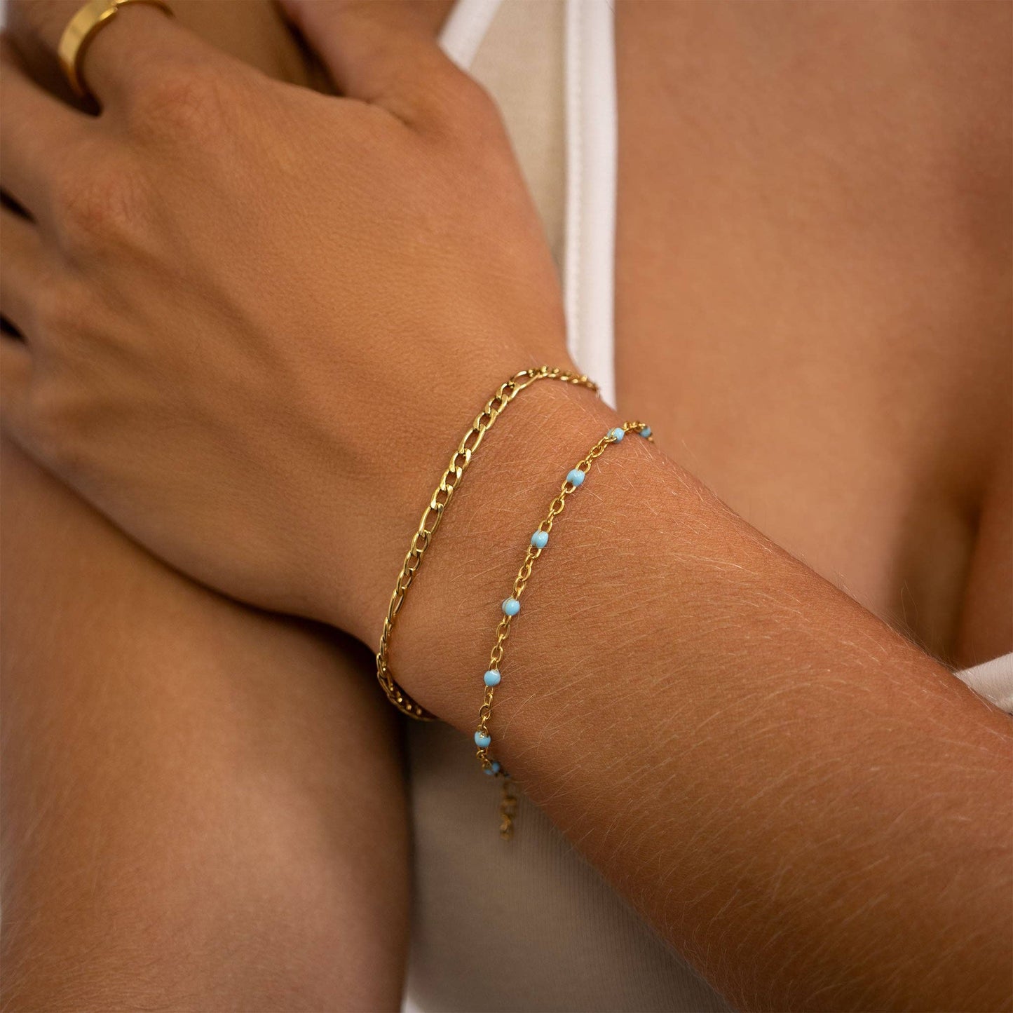 18K Gold PVD Stainless Steel Turquoise Confetti Bracelet