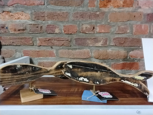 Vintage wood fish w/ stand