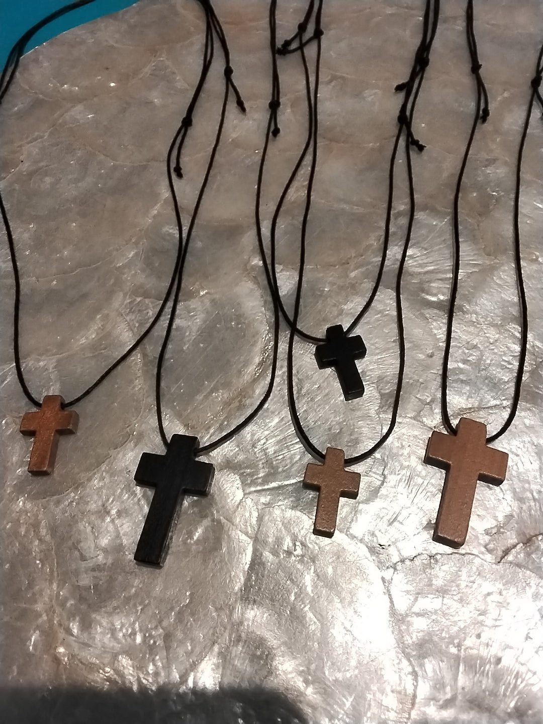 Wood cross necklace