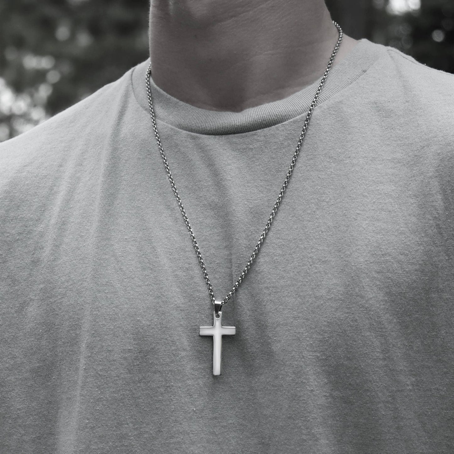 Stainless Steel Box Chain Cross Necklace