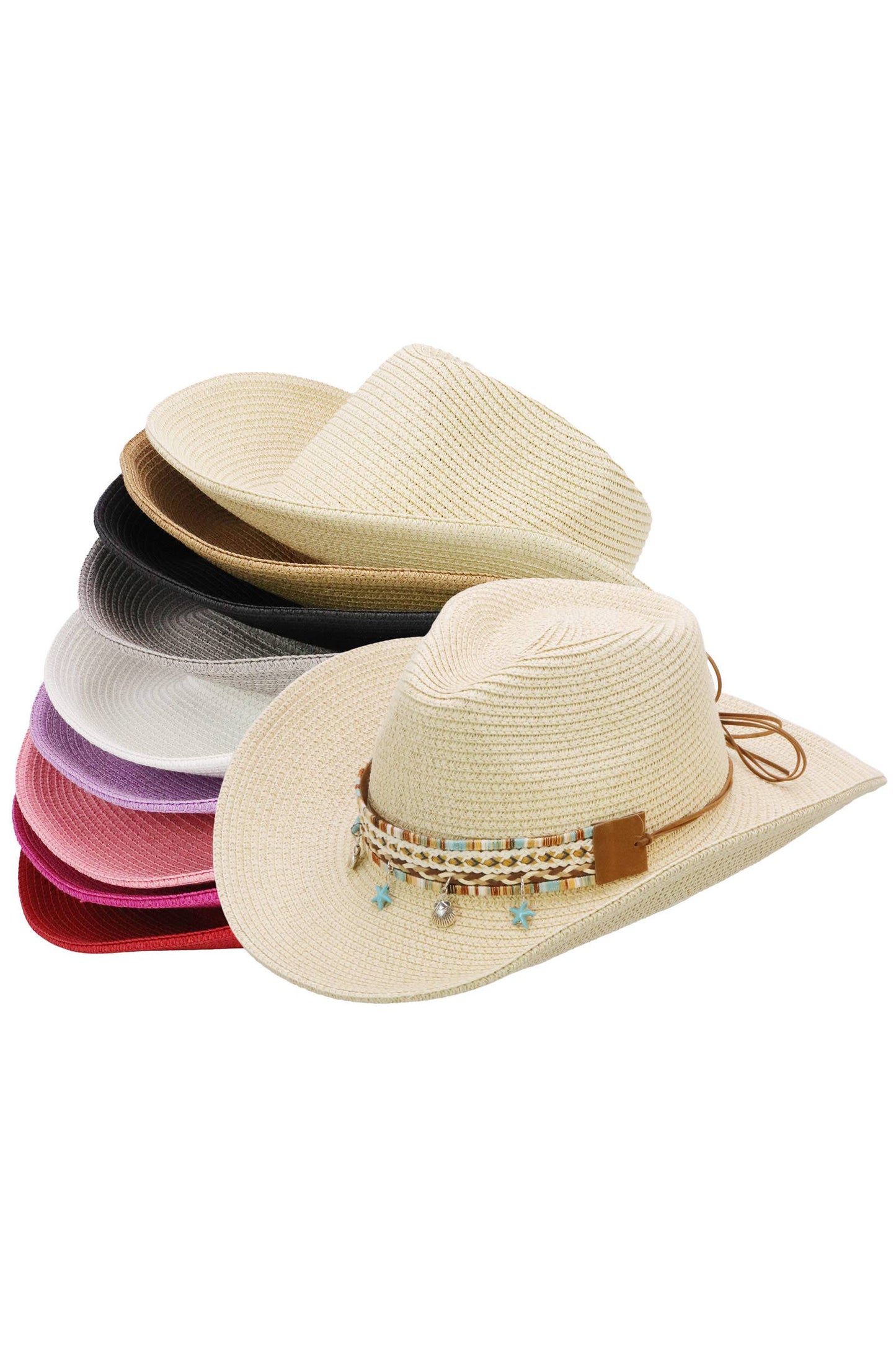 Blue Starfish Straw Coastal Cowgirl Hat