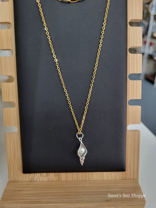 18k/SSS combo necklace w/ charm
