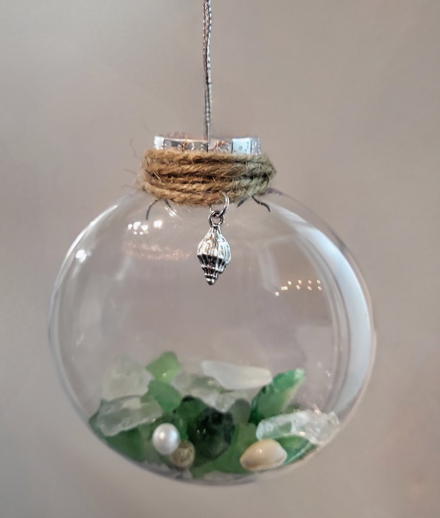 Seaglass filled ornament