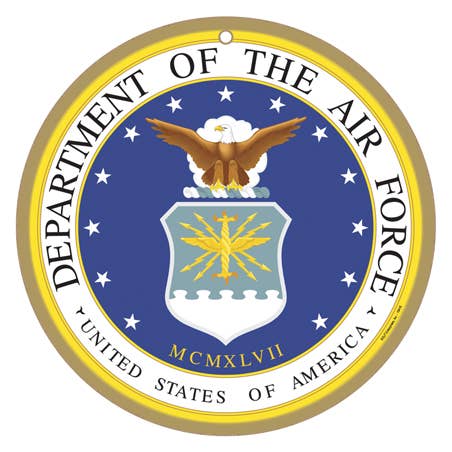 Military Air Force Logo on 10" round wood plaque, sign