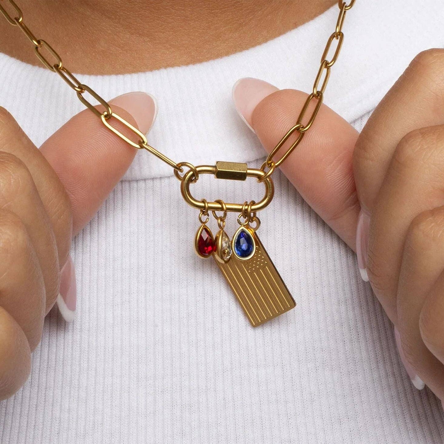 18K Gold PVD Stainless Steel Flag Charm