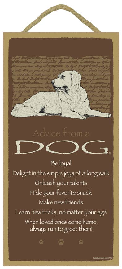 Dog / Advice From  - 5" x 10" wood plaque, sign