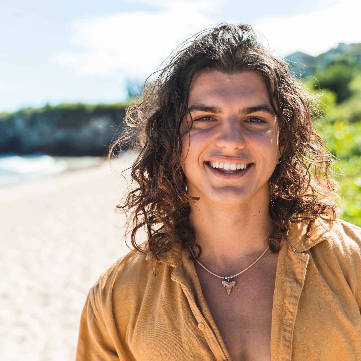 Shark Tooth Necklace - Fossil Sharks Teeth with Leather Cord