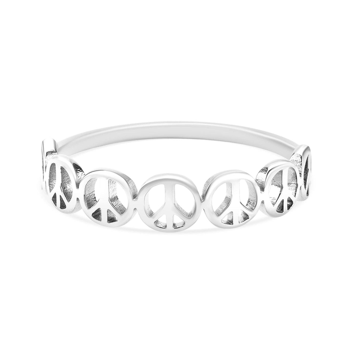 Stainless Steel PVD Coated Peace Sign Stacking Ring