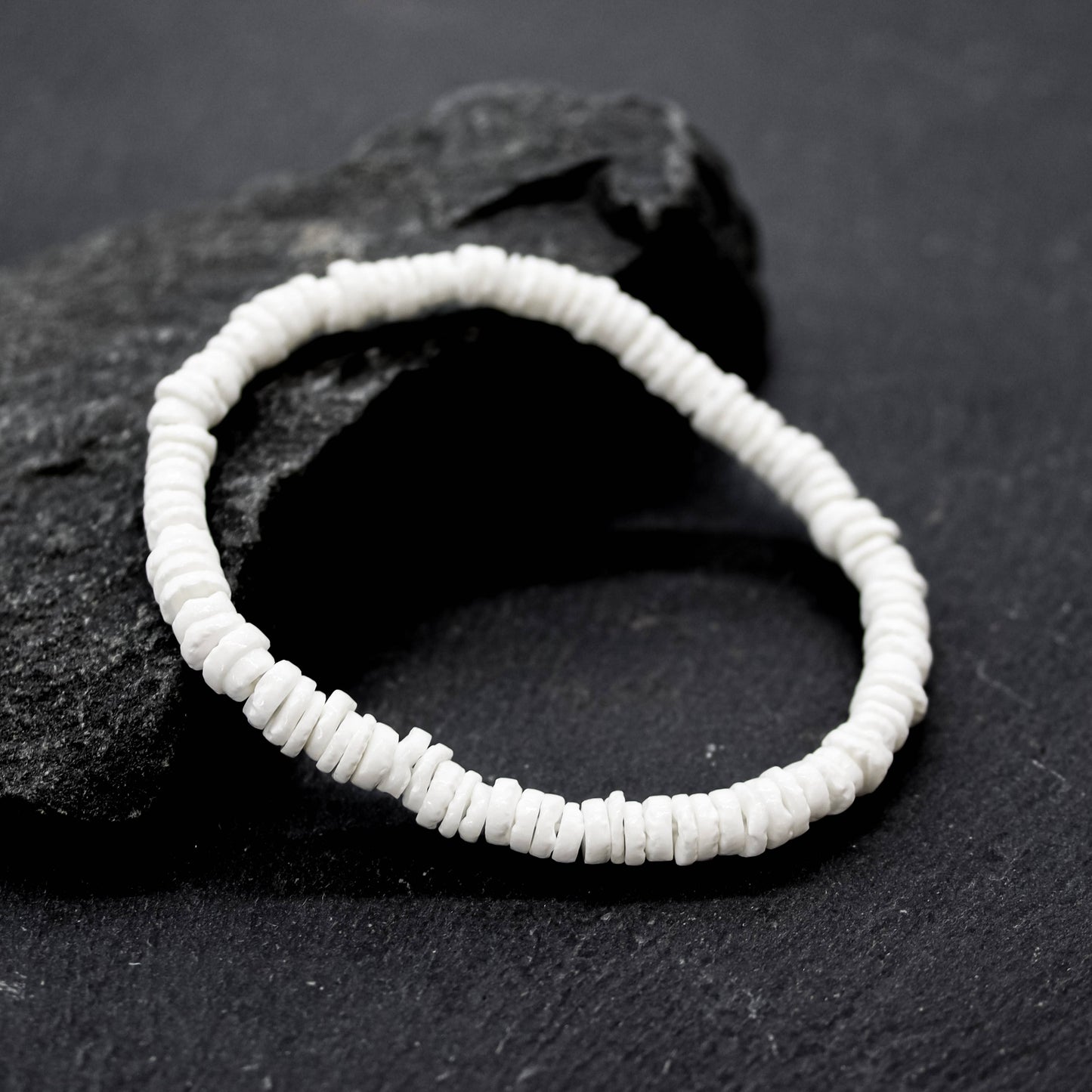 Stretch White Puka Shell Bracelet - PC