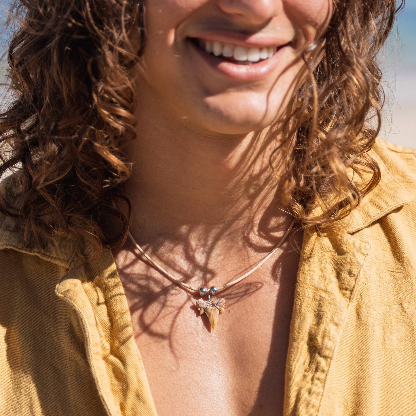 Shark Tooth Necklace - Fossil Sharks Teeth with Leather Cord