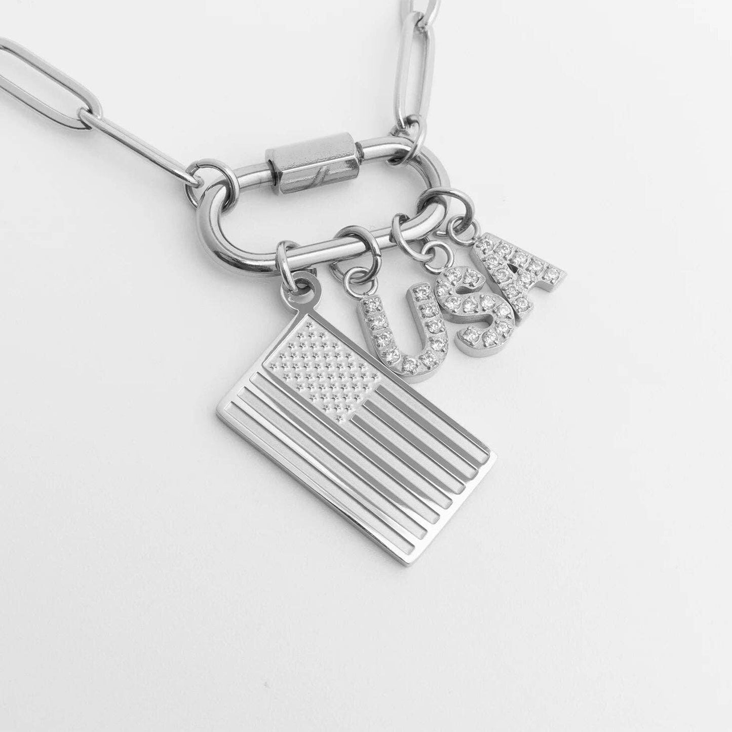 18K Gold PVD Stainless Steel Flag Charm