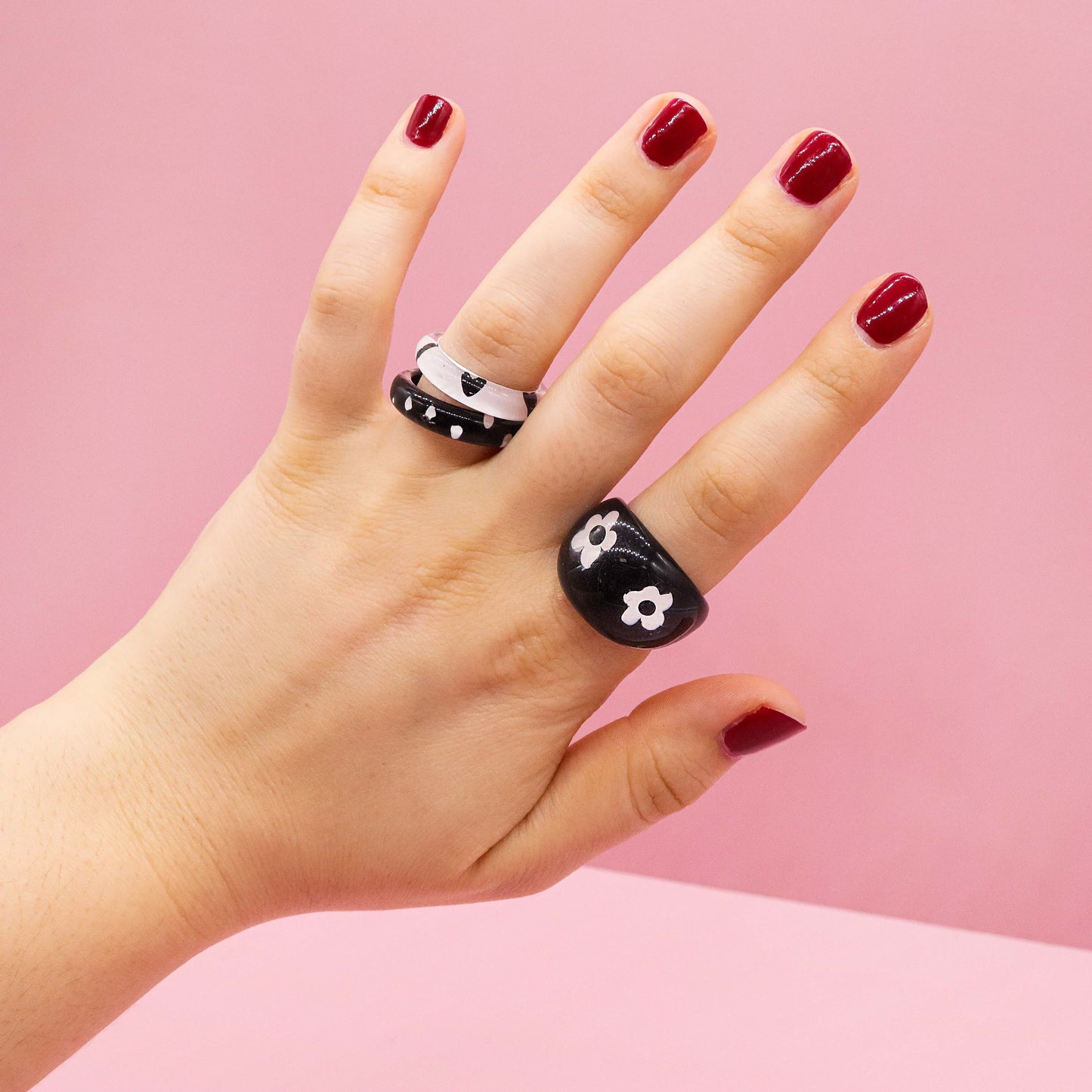 Assorted Chunky Y2K Resin Rings for Girls Women with Display