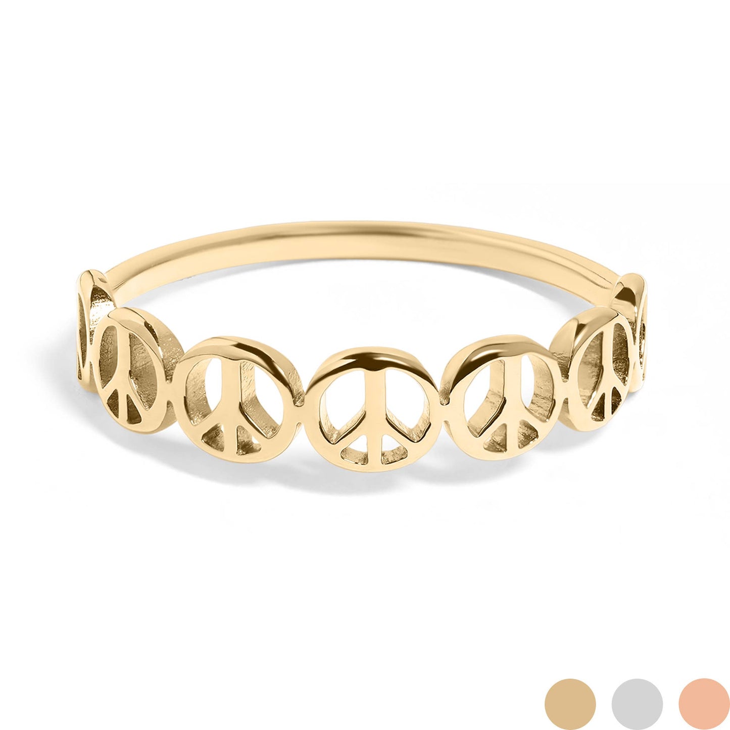 Stainless Steel PVD Coated Peace Sign Stacking Ring
