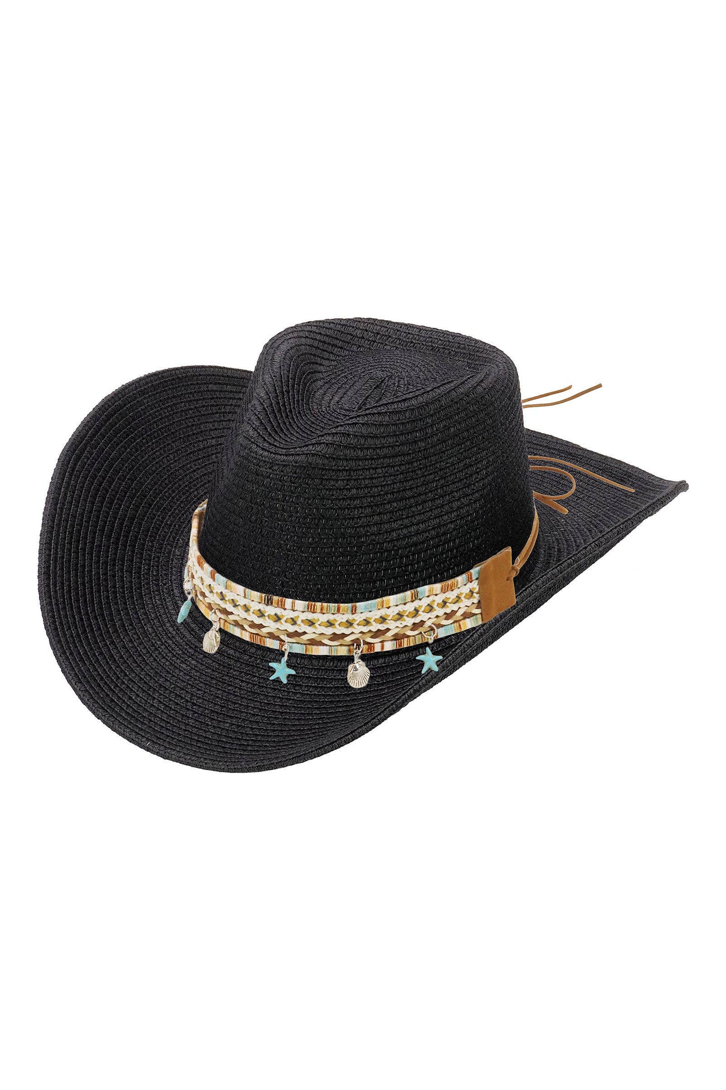 Blue Starfish Straw Coastal Cowgirl Hat