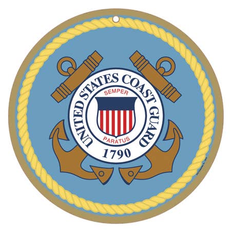 Military Coast Guard Logo on 10" round wood plaque, sign