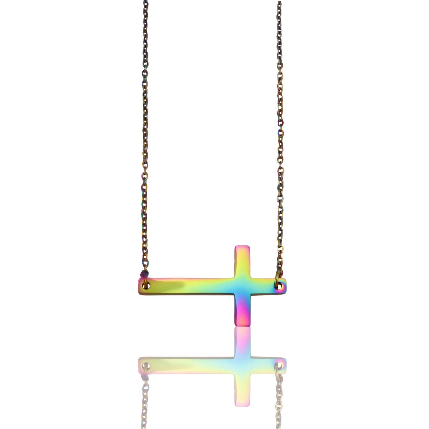 Stainless Steel Horizontal Cross Necklace