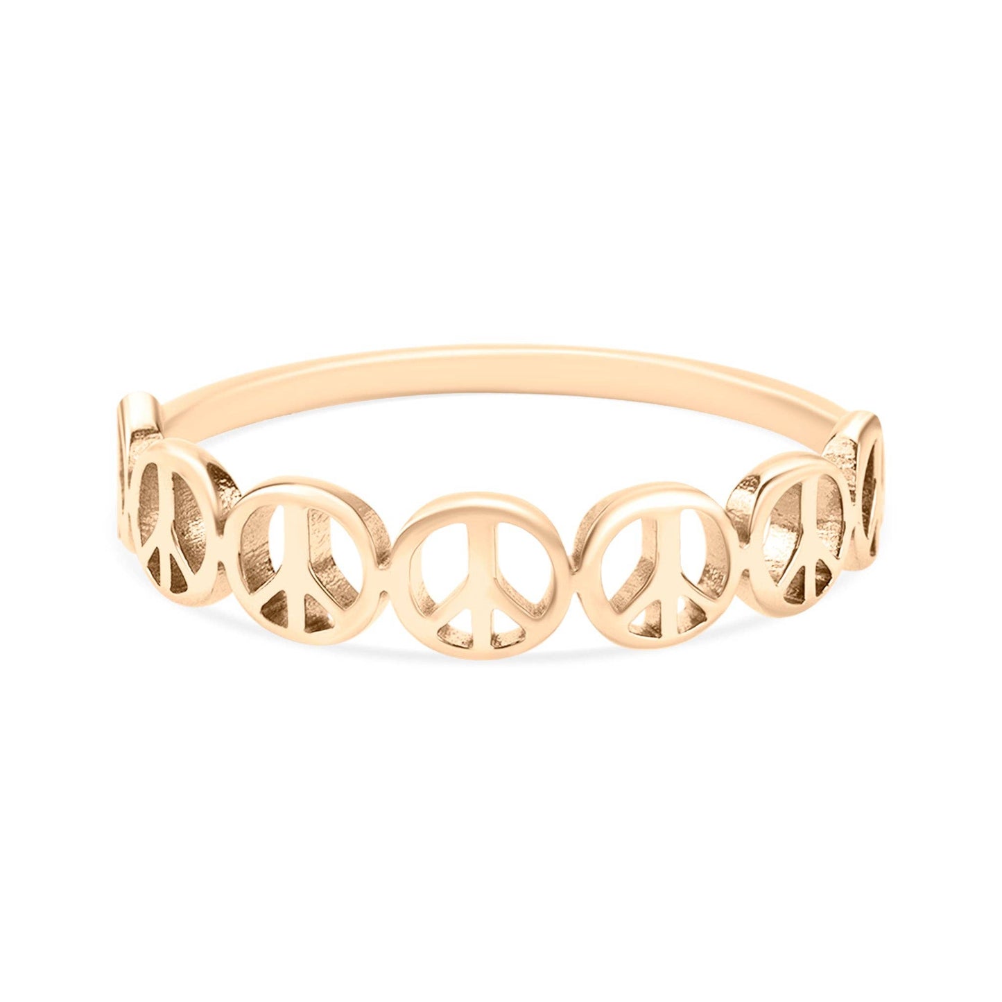 Stainless Steel PVD Coated Peace Sign Stacking Ring