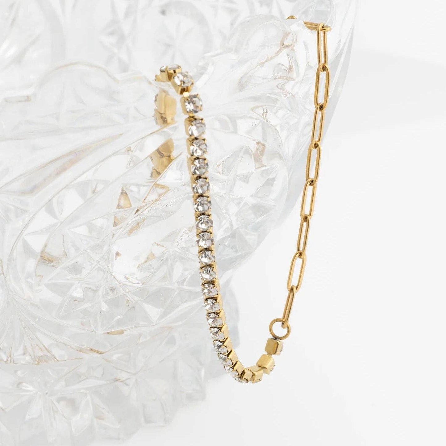 Paperclip Tennis Chain Split Necklace