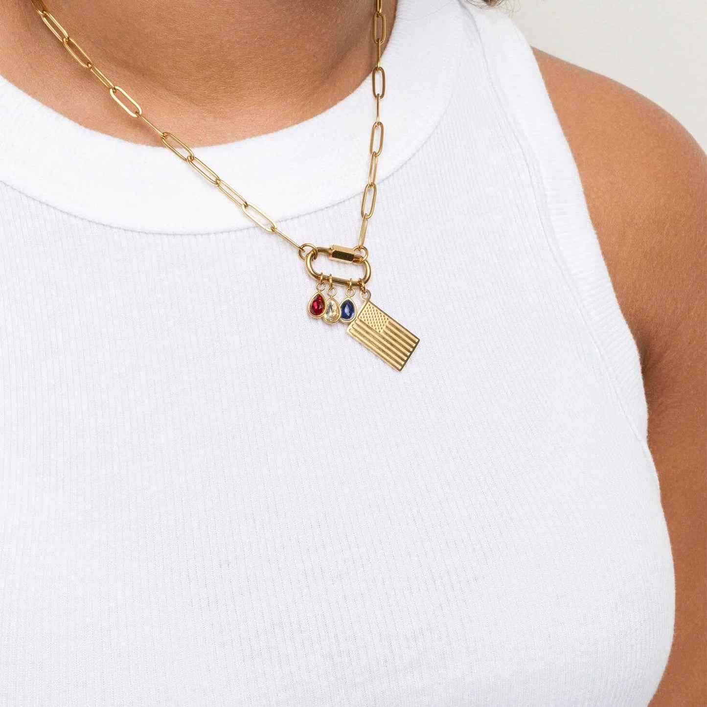 18K Gold PVD Stainless Steel Flag Charm