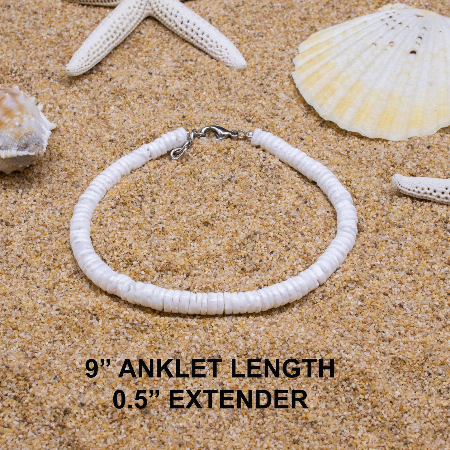 Puka Shell Anklet - Round White Beach Shell Jewelry