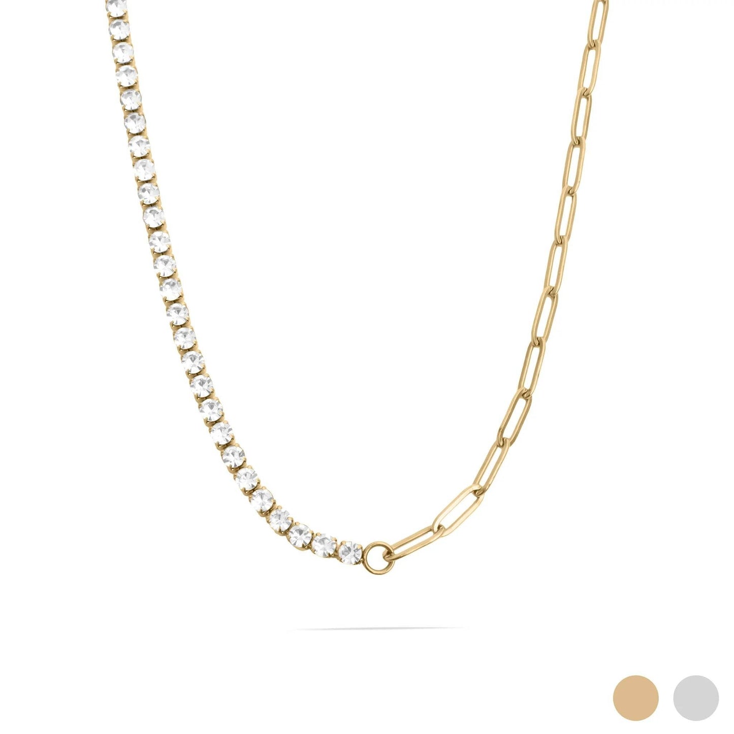 Paperclip Tennis Chain Split Necklace