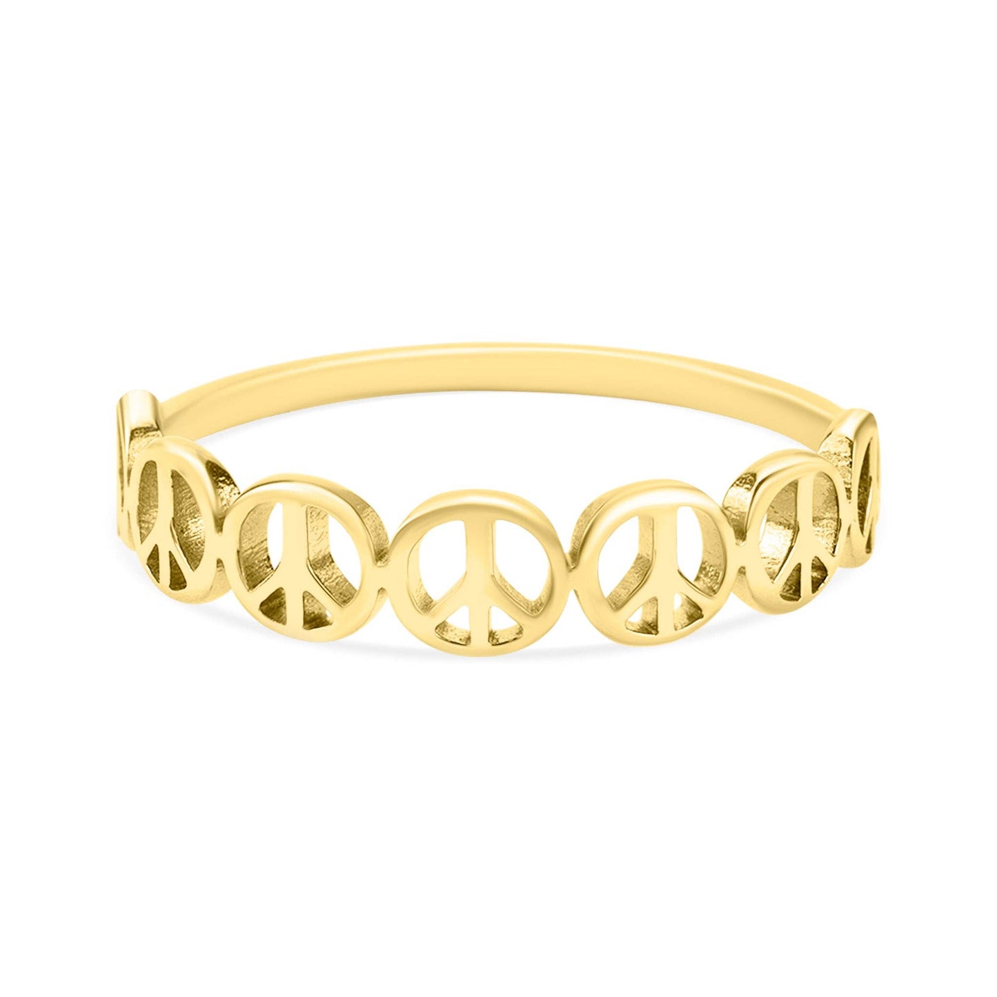 Stainless Steel PVD Coated Peace Sign Stacking Ring